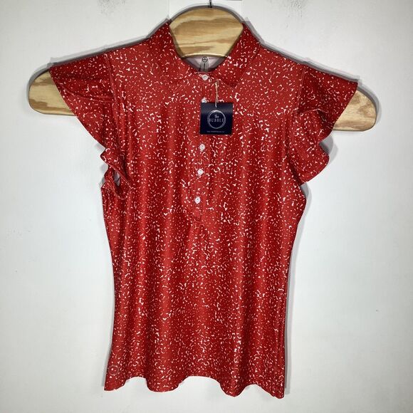 The Bubble Womens Short Sleeve Flutter‎ Tennis Golf Top Red Size Medium NWT - Picture 2 of 9